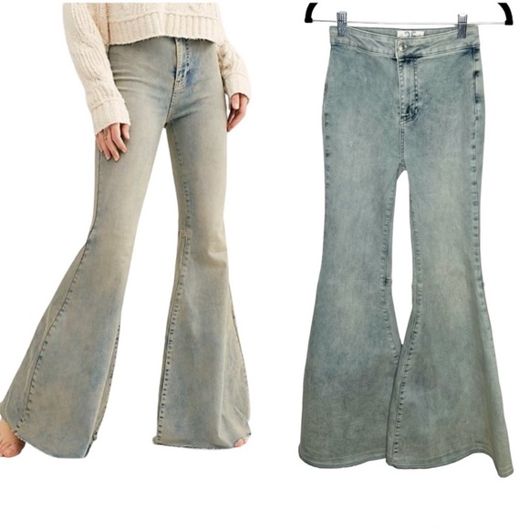 Free People We The Free Just Float On Flare Jean Size 25 Eagle Blue Bell Bottoms - Picture 1 of 8